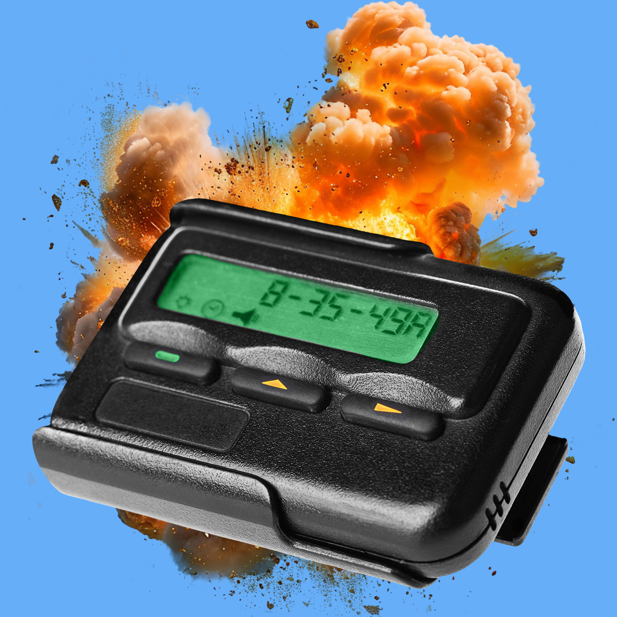 an explosion behind a pager